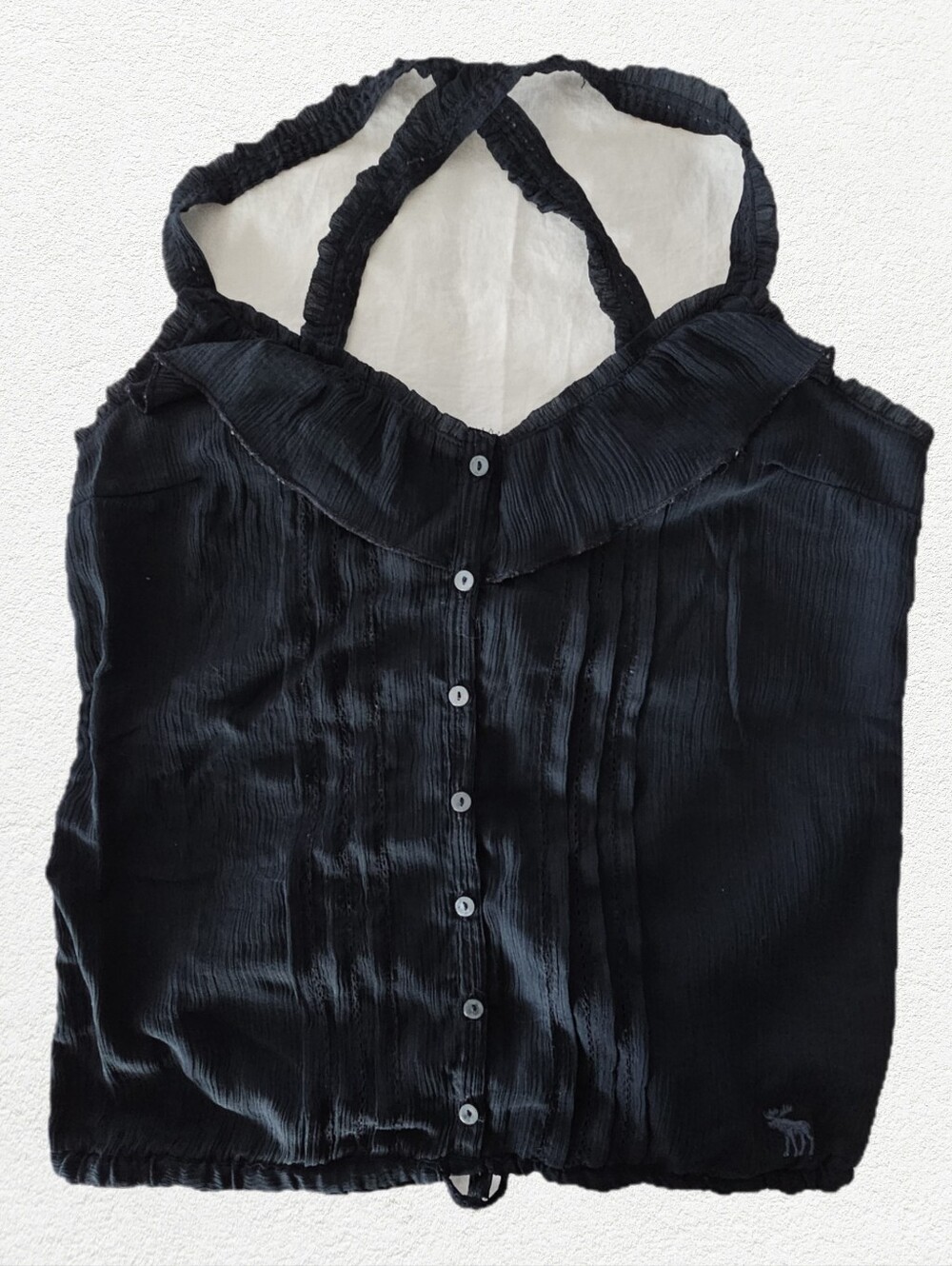 Dark Navy Sleeveless Button-Front Women's Top